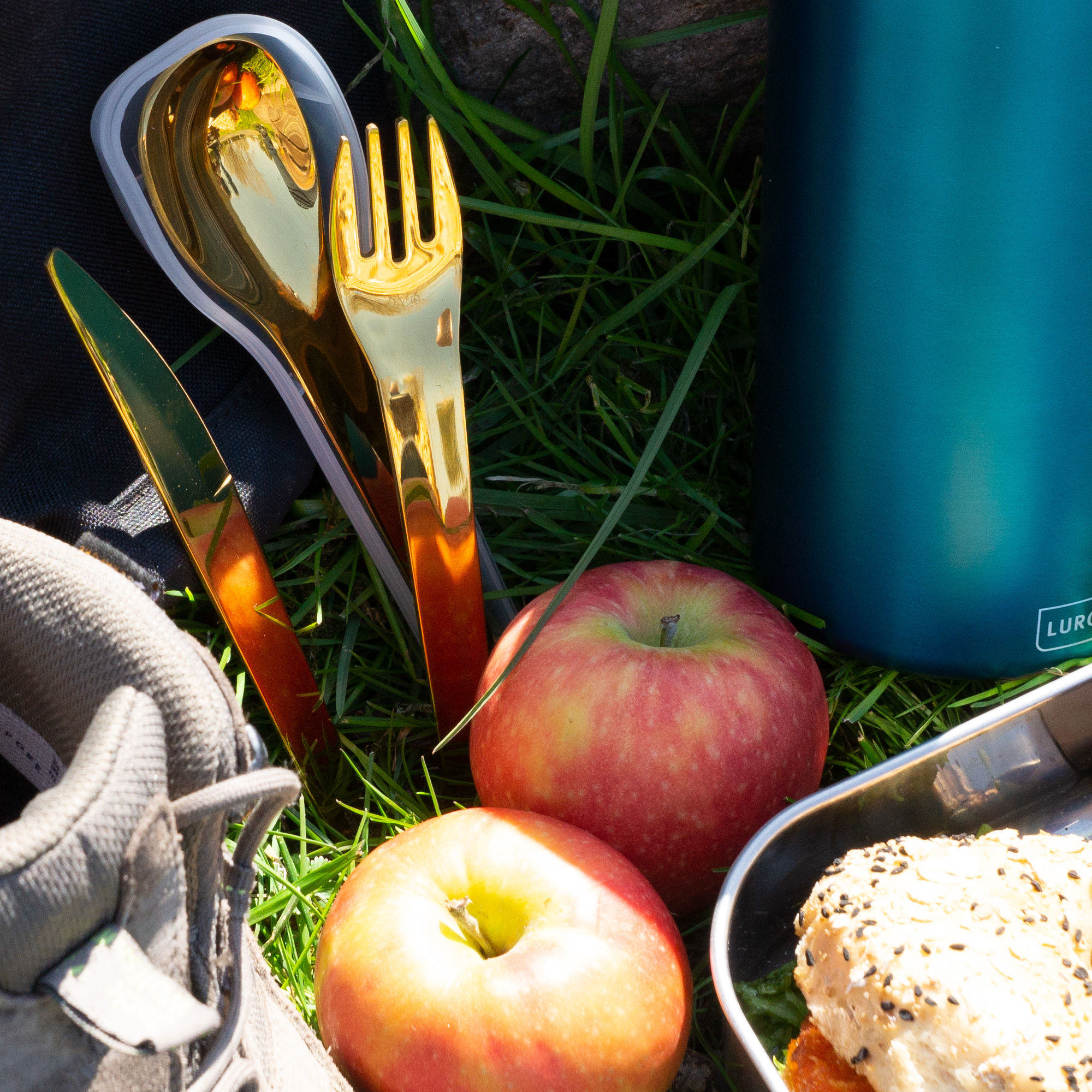 Lurch Bestiksæt To-Go rustfrit stål /guld med opbevaringsboks Lurch Bestiksæt To-Go rustfrit stål /guld med opbevaringsboks